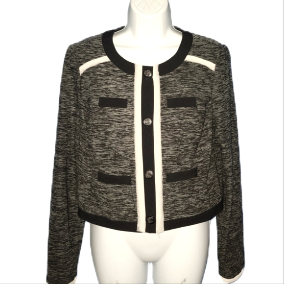 Vince Camuto Grey Black Tweed Blazer Jacket - Picture 2 of 6